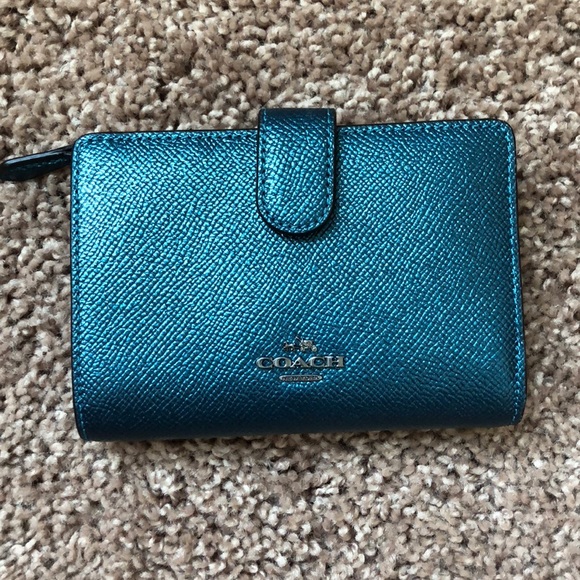 teal coach wallet
